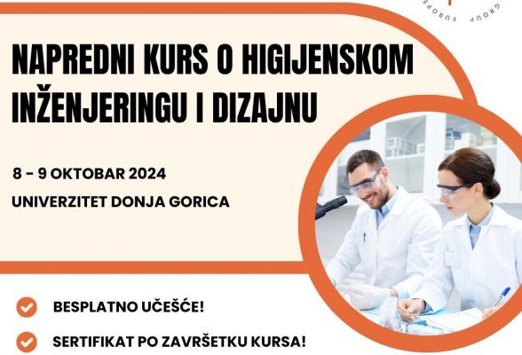 Poziv za učešće: Napredni kurs o higijenskom inženjeringu i dizajnu